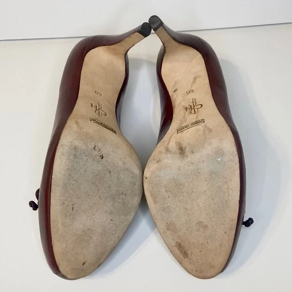 Cole Haan Dark Burgundy Victorian Leather Heels Size 6 - Picture 14 of 14